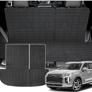 KUST Trunk Cargo Mat for 2020-2025 Hyundai Palisade, Cargo Liner with Backrest Mat for 2025 Palisade Accessories, All Weather TPE Trunk Liner and Back Seat Protector in One