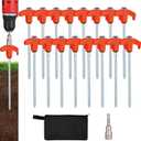 16 Pack Screw in Tent Stakes Heavy Duty,8 Inch Ground Anchors Screw in,Metal Stakes with Hex Head Driver,Camping Tent Accessories (Orange)