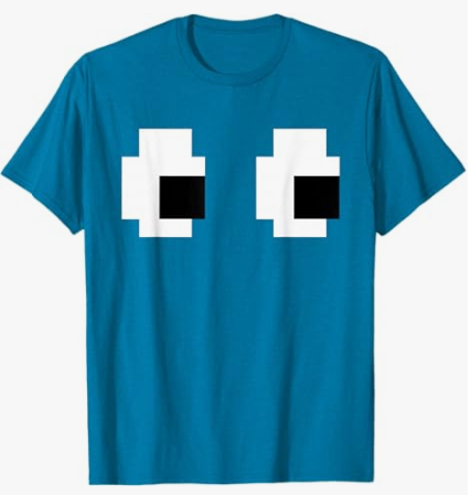 Retro Arcade Game Ghost Eyes Halloween Group Costume T-Shirt Size XL, Sapphire Blue