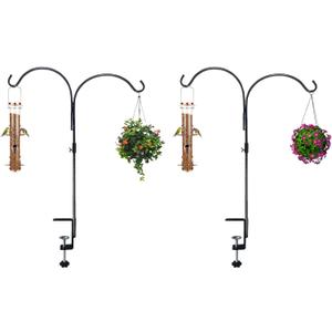 Double Fence Deck Hook for Railing with 3.5 Inch Strengthened Clamp for Hanging Bird Feeders, Plants, Flower Baskets,Windchimes, Lanterns,Holiday Decoration (2)