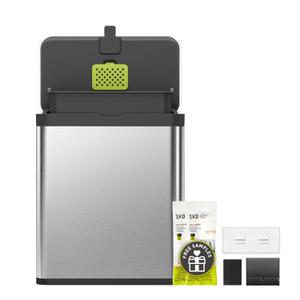 EKO Kitchen Compost Bin, 7L / 1.85 Gal Stainless Steel with Removable Inner and Deodorizer Compartment, 2-in-1 Countertop Compost Bin with Lid, Food Waste Caddy for Kitchen (MMT & Black Finish)
