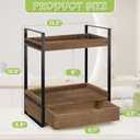 2-Tier Bathroom Organizer Countertop with Drawer, Wood Counter Shelf for Storage, Vanity Tray for Organization and Decor, Countertop Organizer for Bathroom, Kitchen, Office (Dark Brown)