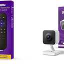 Roku Voice Remote Bundle Compatible With TV, Players, Audio + New Outdoor Camera 2024 - Home Security - IP65 Weather Resistant Wired 1080p HD