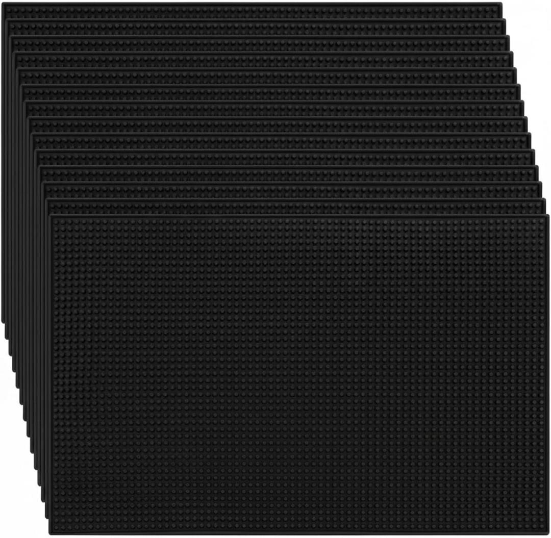 Tioncy 6 Pcs Bar Mat for Countertop 18 x 12 Inch Non Slip Cocktail Rubber Coffee Bar Service Mat for Bartending Hot Dishes Restaurants Barbershop Clippers Hot Pads, Black