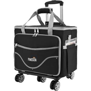 Rolling Tote Bag for Women Teacher Bag Rolling Cart Briefcase with Wheels Carry on Wheeled Bag for Work,Office,Craft Black