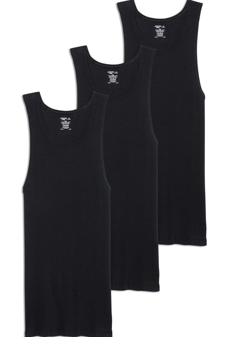 Jockey Men's Undershirt 100% Cotton Tall Man A-Shirt Tank - 3 Pack