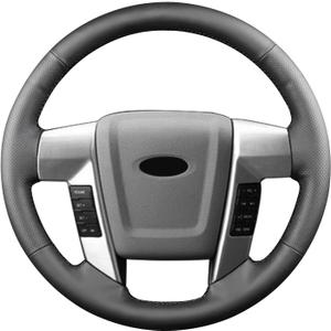 Hand Sewn Steering Wheel Cover Microfiber Leather Stitched on Wrap,Fit for Ford 2015 Expedition/2014 F-150 Tremor/2013 F-150/2010 2011 F-150 Harley-Davidson/2009 F-150 Platinum/2009 F-150 FX4
