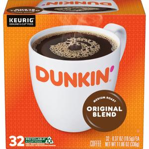 Dunkin' Original Blend Medium Roast Coffee, 32 Keurig K-Cup Pods. BBD 10/30/2025