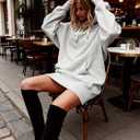 Sweatshirt Hoodie Fall Dress for Womens Long Sleeve Pullover Oversized Winter Outwear Coats with Pockets ND28 (Gray, L)