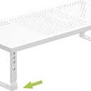 Jojocross Expandable Cabinet Shelf Organizer Storage Spice Rack Shelves for Kitchen Stackable Adjustable Pantry Cupboard Bathroom Countertop Desktop(1Pack/White/Largewith Hole)