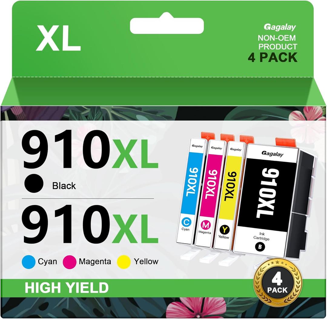 910XL Ink Cartridges Combo Pack for HP 910 Ink Cartridges for HP Printers HP910XL 910 Multipack XL Color HP910 910XL Black and Color Combo Pack Work for Office Jet Pro 8020 8010 8015 Printers, 4 Pack