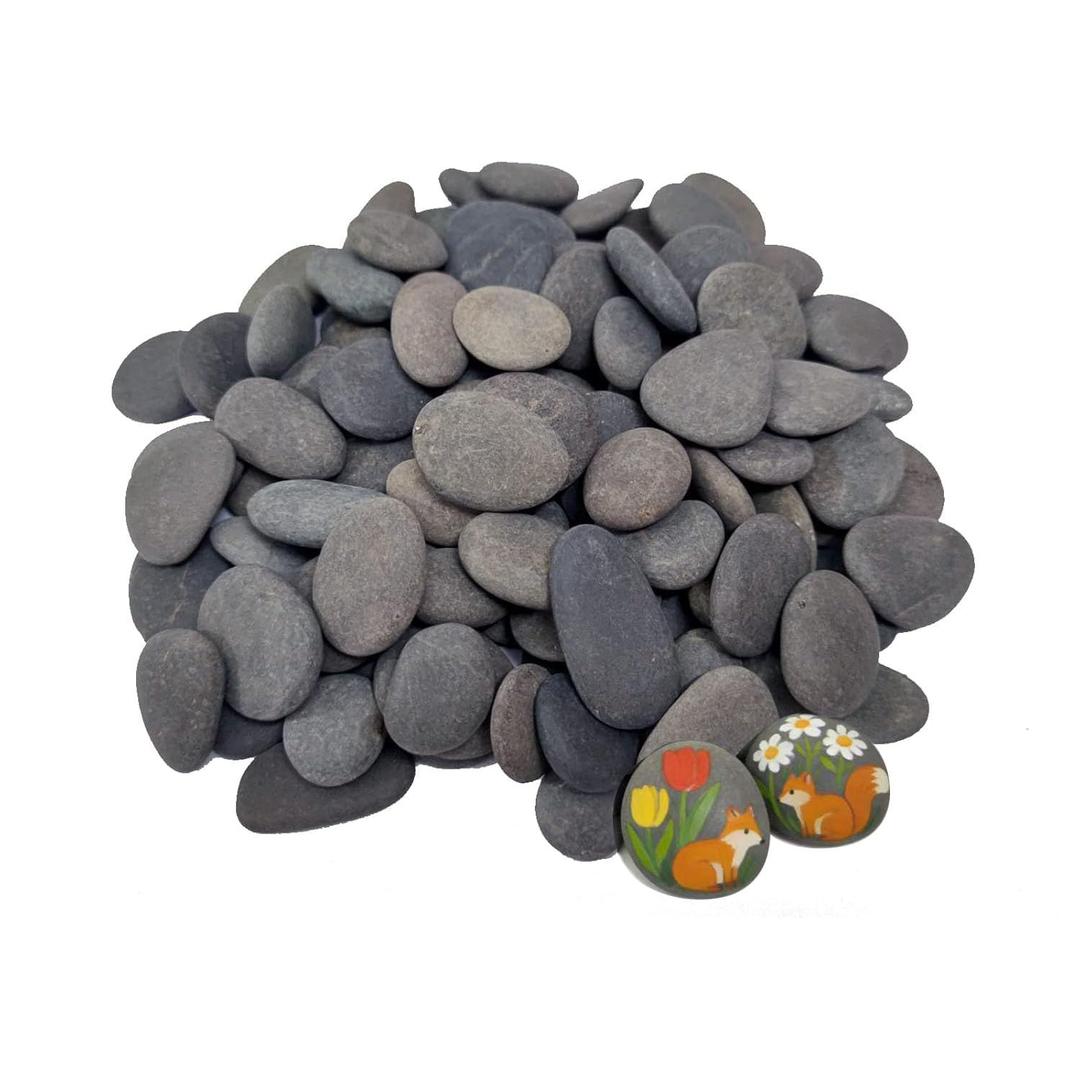 Handpicked 100pcs 1-1.5 inch Small Painting Rocks, Natural River Rocks Smooth Flat Pebbles for Crafts, Painting Activities, DIY Decorative Flower pots Fish Tank (1in-1.5in, 100pcs)) (Gray)