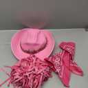 Western Outfits for Women Cowgirl Tassel Sleeveless Vest Cowboy Hat and Paisley Bandana (Large, Pink)