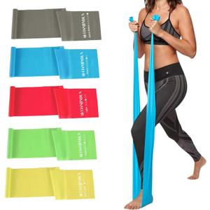 5 Pcs Professional Resistance Bands. Latex-Free, Pilates Band, Work Out Bands, Stretch Bands for Working Out Women or Men, Exercise Bands Set for Pilates, Physical Therapy, Yoga