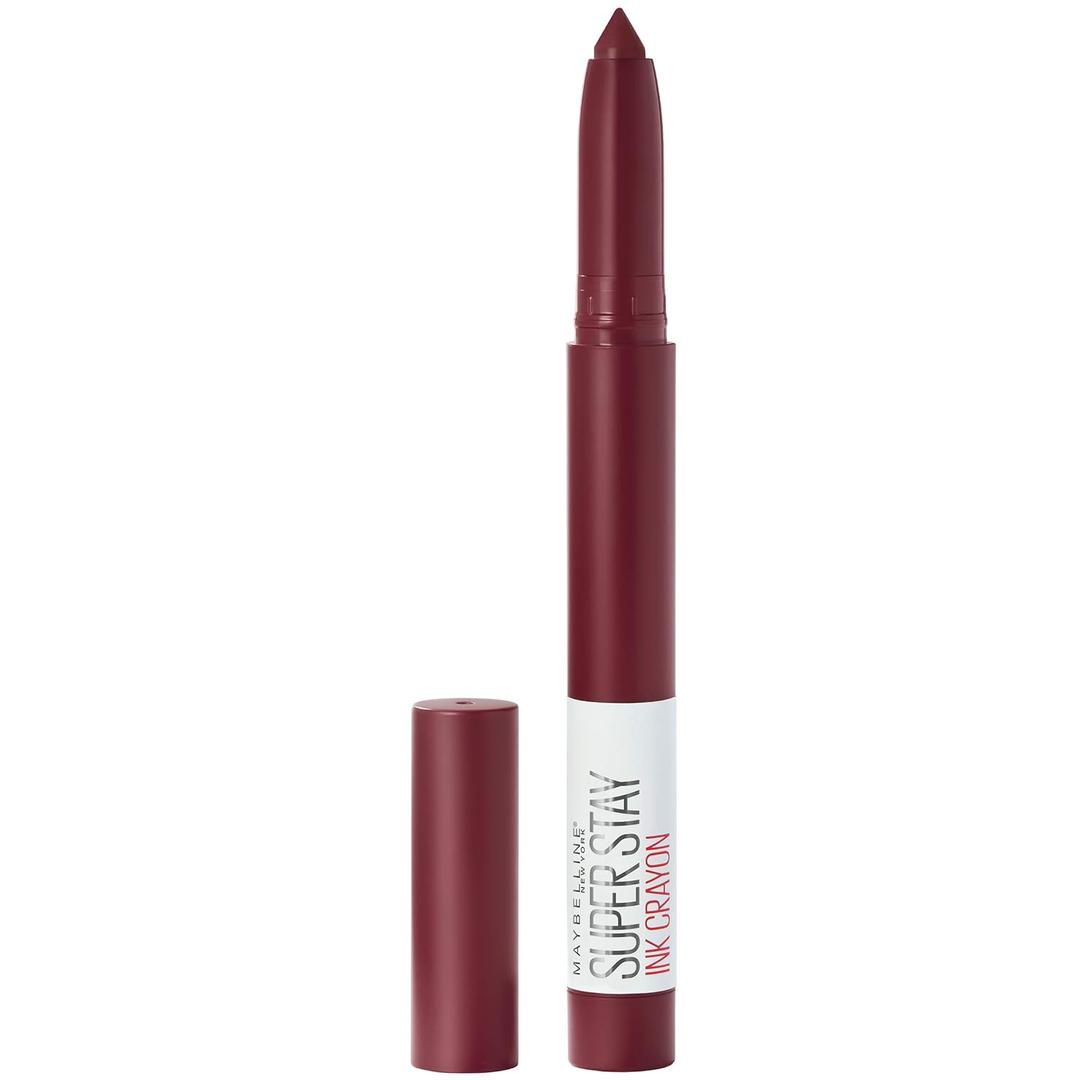 MAYBELLINE Super Stay Ink Crayon Lipstick Makeup, Precision Tip Matte Lip Crayon with Built-in Sharpener, Longwear Up To 8Hrs, Settle For More, Berry Wine Purple, 1 Count