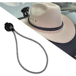 Cowboy Hat Holder Rack, Universal Car Hat Hanger with Suction Cup and Handmade Rope, Keeps Hat Organized on Dashboard, Universal Interior Accessories for Trucks, SUVs, CarsDark Gray