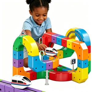 JWXTOYGDCN 3D STEM Electric Train Set Magic Flexible Race Track for Kids 3-8, 3D Infinity Cube Track with Anti Gravity Car, 81PCS Train Track Building Toy Educational Gift