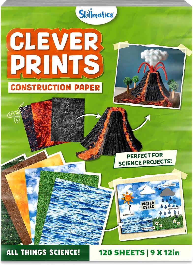 2 x Skillmatics Science Construction Paper for Kids 120 Double-Sided Printed Sheets (9 x 12), Patterned Craft Paper for Art Projects, STEM Activities, DIY Crafts, Scrapbooking & School Supplies