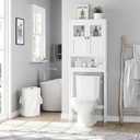 Spirich Bathroom Cabinet Over Toilet, Bathroom Storage Cabinet with Glass Doors and Adjustable Shelves, Over The Toilet Storage Cabinet, White, 25.59 x 7.8 x 66.93