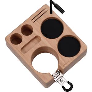 Normcore Compact Tamping Station, Tamper WDT Holder Portafilters Stand, Espresso Accessory Tool Organizer For 58mm Coffee Machine, Adjustable Height, Solid American Ashwood (White)