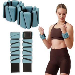 Gaiam Wrist and Ankle Weights, Wearable Bracelet to Strengthen, Tone & Sculpt, Adjustable Ankle Weights for Women & Men for Yoga, Dance, Pilates, Barre, Cardio, Home & Gym Use (Seafoam-2LB (Set of 2 1lb Weights))