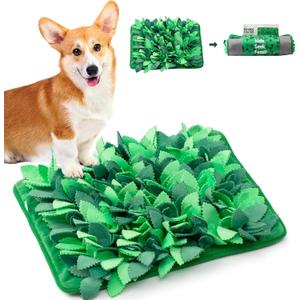 Puzzle Feeder Snuffle Mat & Slow Feeder for Dogs - Interactive Dog Puzzle Toys for Smell Training (Medium/Large, Grass Green)