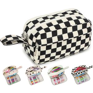 Bluboon Big Capacity Pencil Case Pouch Pen Case School Supplies - Cute Pencil Box Bag for Teen Girls Boys Women Man (Black White Checked)