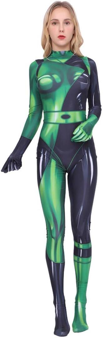 Women Shego Cosplay Costume Super Villain Halloween Costume BodySuit Suit Jumpsuit for Adults/Kids (Adult-Medium (Height 59-63 inch), Green) Women Shego Cosplay Costume Super Villain Halloween Costume BodySuit Suit Jumpsuit for Adults/Kids (Adult-Medium (Height 59-63 inch), Green)