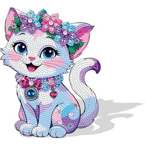 YIYIAH Diamond Art Cat Decor Statues Desk Placement Ornament - 5D Cartoon Diamond Painting Kits for Beginners - DIY Diamond Art Kit Full Round Drill Big Gem Art Cat Gifts for Women