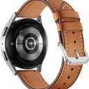 Genuine Leather Watch Band for Women Men Quick Release Spring Bars Bands 20mm 22mm Top Cowhide Calfskin Wristband Replacement Watchband Strap (Brown-Silver Pin Buckle)