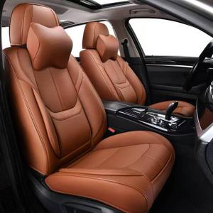 KIDYACWST Car Seat Covers Full Set FauxLeather,5 Seats Universal Seat for Cars,2023 Seat Cushion Protector Waterproof,Brown Leather Seat Set,Suitable SUV Trucks Seat Covers,Front Pair and Rear