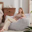 Giant Bean Bag Chairs for Adults Teens, Large Bean Bag Sofa Chairs with Filling Comfy Fuzzy BeanBag Chair with Armrests for Bedroom Living Room Reading (Light Gray, Large)