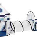 3PC Kids Play Tent with Tunnel and Ball Pit, Pop up Play Tents for Toddlers, Rocket Ship Playhouse for Indoor & Outdoor Use, Boys Spaceship Tent Set with Carry Bag, Ideal Gifts for Kids