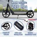 Nattork Kick Scooter for Kids 6+ Years Teens Adults - 220LB Weight Capacity, Front Shock Absorber and Adjustable Handlebar - Smooth Ride with 8" Sturdy Wheels, Ideal for Outdoor Sports