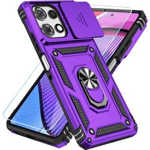 SunStory Compatible with Motorola Moto G Power 5G 2025/Moto G Power 5G 2026/Moto G Play 2025 Case with HD Screen Protector & Slide Camera Cover & Kickstand,[Military-Grade] Phone Case, Purple