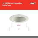 Juno 4-Inch Round Baffle Recessed Lighting Trim, Glare-Reducing Snap-in Trim for Can Lights, Fits IC1, TC1, TC1R Housings, White Finish