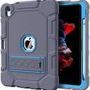 Azzsy Case for iPad (A16) 11th Generation 11 Inch 2025 / iPad 10th Generation 10.9 Inch 2022, [Built-in Pencil Holder] Heavy Duty Shockproof Rugged Protective Case, Gray+Blue