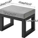 IBUYKE 16 Inch Small Foot Stool Ottoman, Rectangle Linen Foot Rest with Padded Seat and Metal Legs, Modern Ottoman Foot Rest for Living Room Bedroom Entryway Couch, Grey-Blue WBD001L