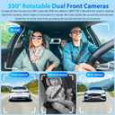 CARPURIDE W903S Wireless Carplay & Android Auto Screen with 3 Channel Dash Cam, 4K Front &1080P Rear, 1080P Infrared Cabin Camera for Cars with 64GB Card, Loop Recording, Bluetooth