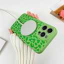 OOK Magnetic for iPhone 16 Pro Case, Silicone Green Leopard Cute Pattern, Compatible with MagSafe Cheetah Print Camera Protection Shockproof Slim Phone Case for 6.3inch, Green