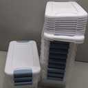 Sterilite 6 Qt Latching Storage Box, Stackable Bin with Latch Lid, Plastic Container to Organize Shoes on Closet Shelf, Clear with White Lid, 12-Pack