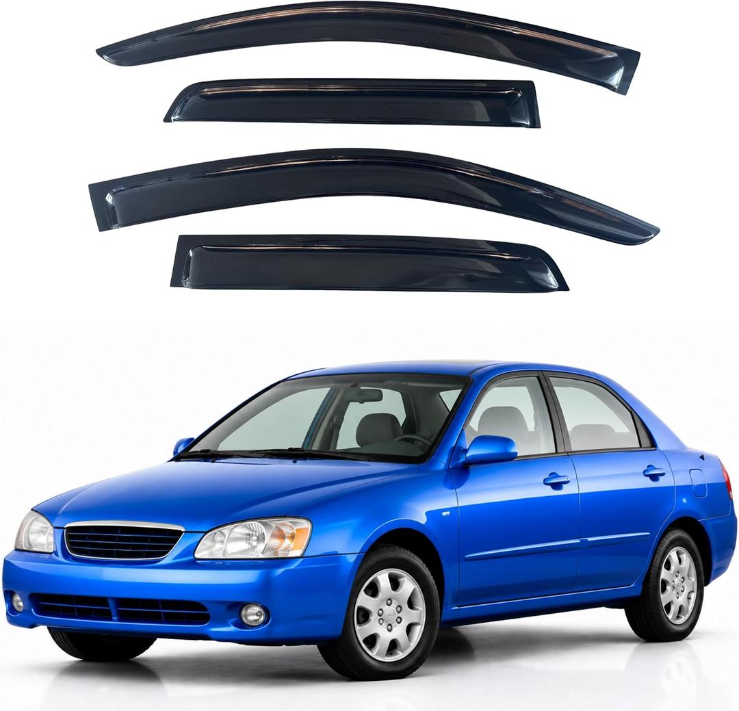 IG Window Visors Fit for 2001-2004 Kia Spectra, Out-Channel Rain Guards Vent Wind Deflectors 4PC, Car Accessories for 01-04 Spectra