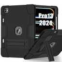 TSQQST Case for iPad Pro 13 Inch M4 2024 with Pencil Holder, iPad Pro 13 Case Shockproof Rugged, Full Body Drop Protective Stand Case for iPad 13 Pro 7th Genneration, Black
