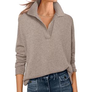 ANRABESS Womens Polo V Neck Long Sleeve Sweaters Lightweight Dressy Casual Business Basic Knit Pullover Top 2026 Fall Outfits, M