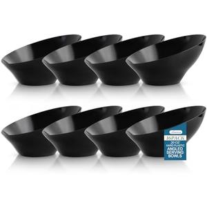 Liacere 16 Pack Black Plastic Bowls - Black Serving Bowls - 20 OZ Angled Bowl Disposable for Chip,Candy,Salad and Fruit - Ideal for Wedding & Party & New Year