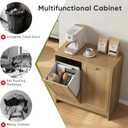 Smart FENDEE Double Tilt Out Laundry Hamper Cabinet, Small Hidden Trash Cabinets with 2 Baskets for Kitchen, Freestanding Bathroom Storage Cabinet Unit, Natural Oak, 25.98 inches x 12.99 inches x 26.77 inches