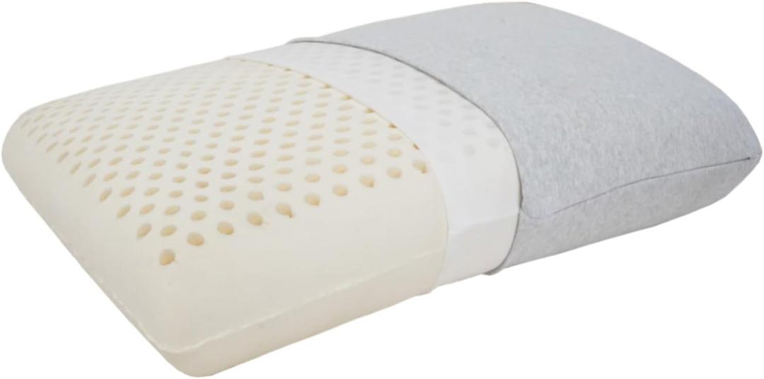 Nature Latex Foam Pillow-Standard Tall, Adult Pillows Sleeping Firm, with Removable Breathable Cotton Cover, High Profile Rubber Pillow for Side Back Sleeper, Release Neck Pressure (25.5"×17.7"×5.9")