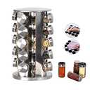 EBIZ&TECH 18-Jar Stainless Steel Rotating Spice Rack with Non-Slip Base - Kitchen Countertop Organizer for Easy Access and Storage of Spice (Sliver)