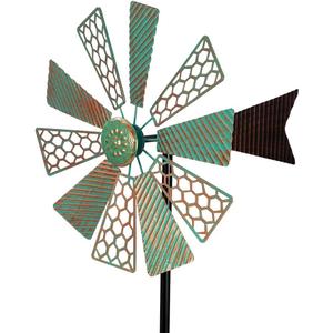 Viveta Wind Spinners Outdoor,13Kinetic Wind Spinner Metal Vintage Windmill for Outdoor Garden Patio Yard Decor,Green