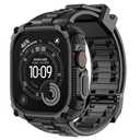 Fullmosa Compatible with Apple Watch Bands 49mm Ultra3/2/1, Rugged Apple Watch Strap Ultra with Military Grade Shockproof Bumper Case & Screen Protector for Men Women, Black